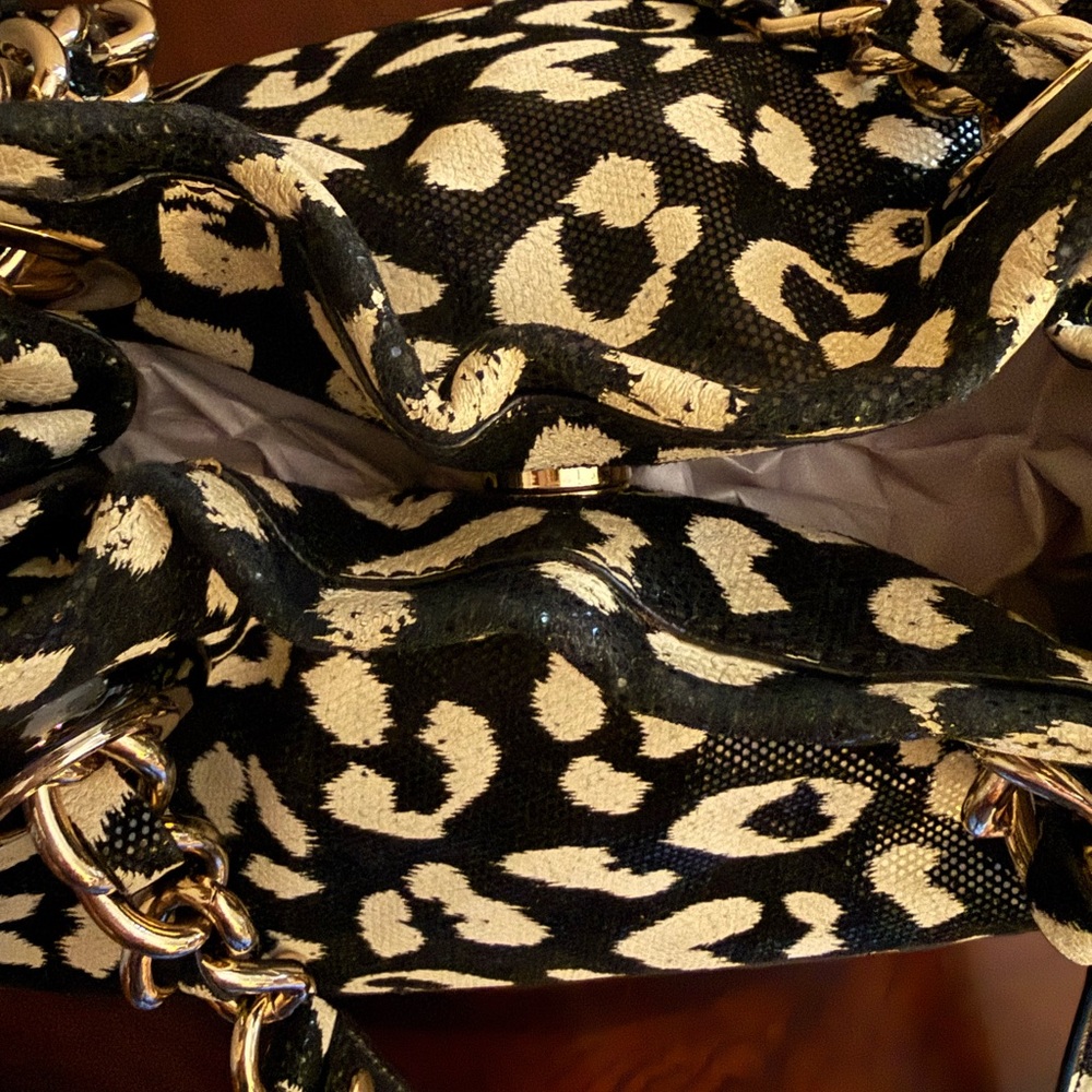 Kate Spade Maryann Ocelot Print Chain Strap Black and White - Picture 7 of 15